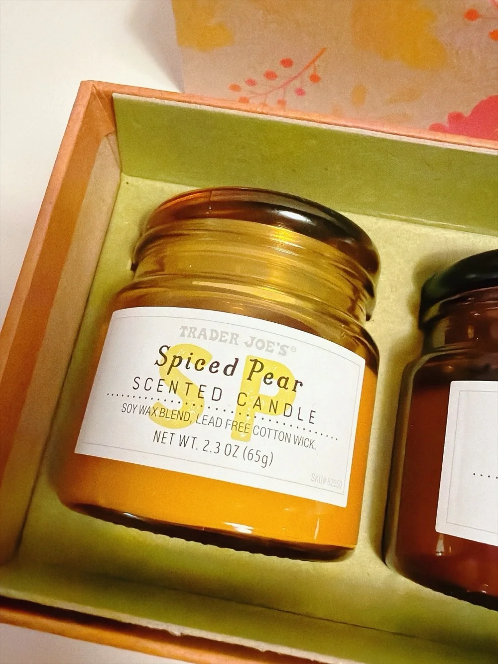 Trader Joe’s Fall Scented Candle Trio Spiced Pear Falling Leaves Vanilla Woods